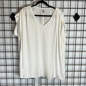 Cabi Seaside top. White blouse with drawstring feature on sleeves. Size XL.